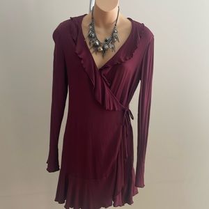 Urban Outfitters long sleeve burgundy dress size XSP